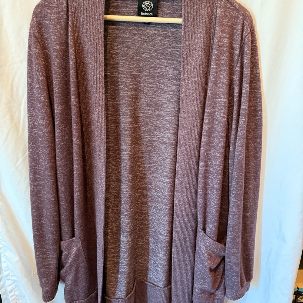 Bobeau Dusty Rose Open Front Cardigan